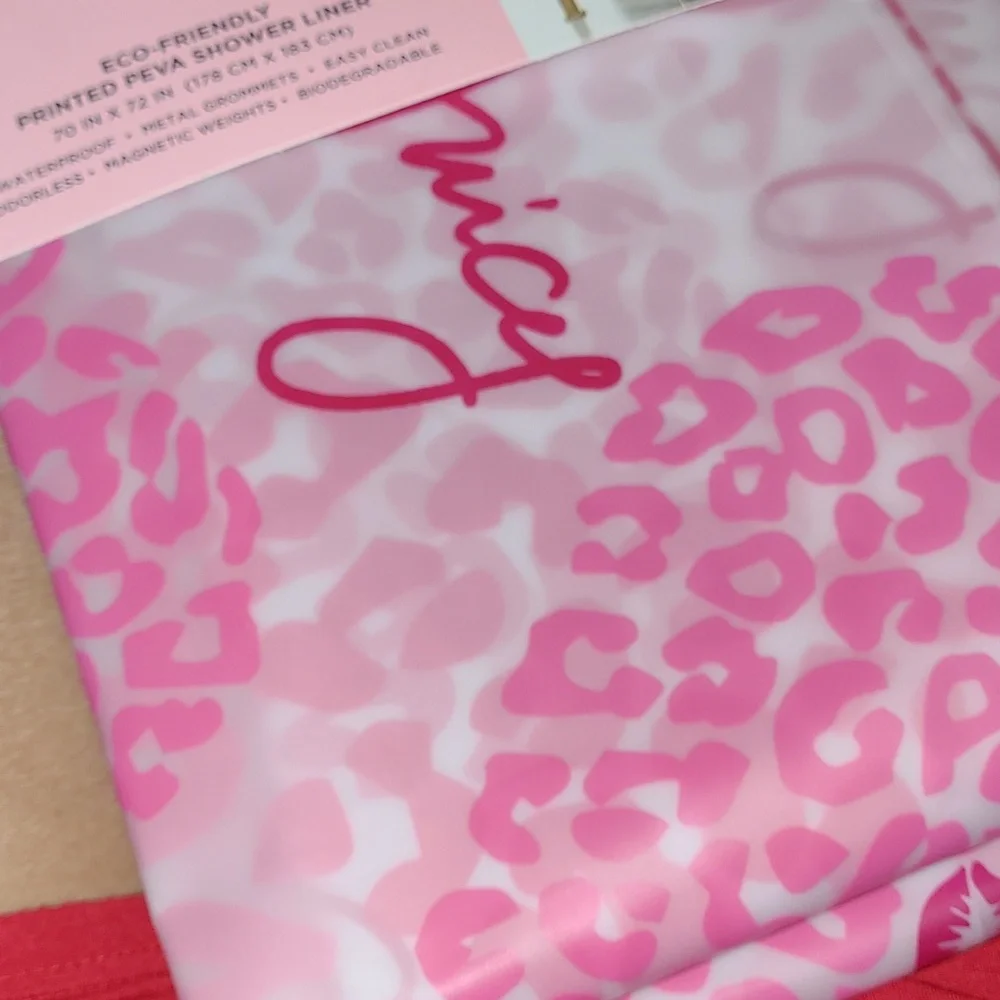 Juicy Couture Pink Leopard Print Shower Liner